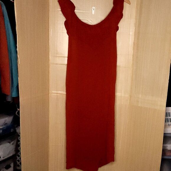 Asos Rusty Red Gauzy Sleeveless Wrap Maxi Dress 12 - Picture 2 of 7
